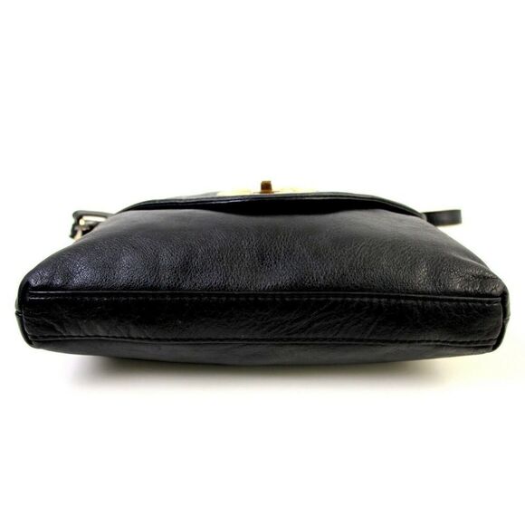 EMMA FOX BLACK GENUINE LEATHER CHAIN STRAP CLUTCH X-BODY SHOULDER BAG HANDBAG - Picture 6 of 12